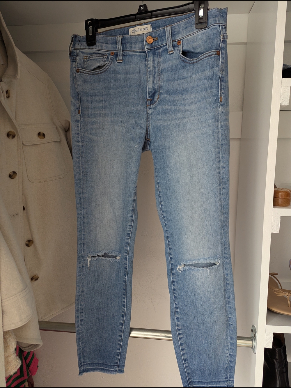 Madewell Light Wash Distressed Skinny Jeans - Blue 29